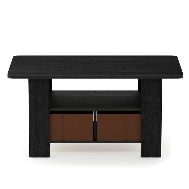 Modern Coffee Table with Bin Drawer - Medium Brown