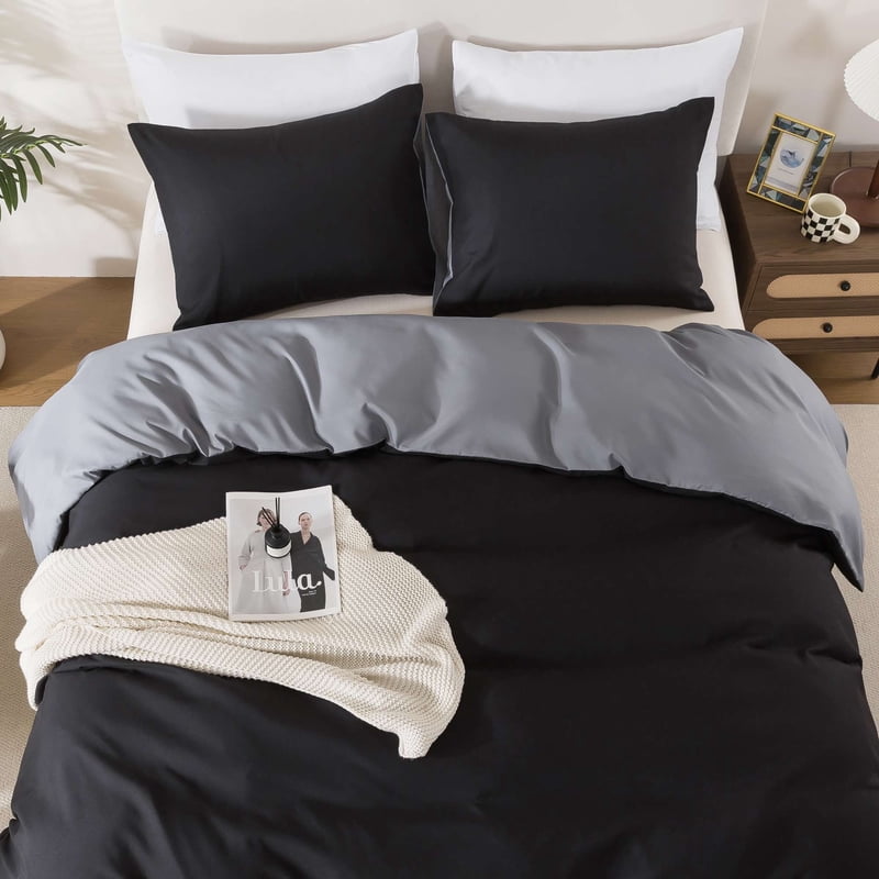 Mainstays King Duvet Cover Set All-Season Black - 3-Piece