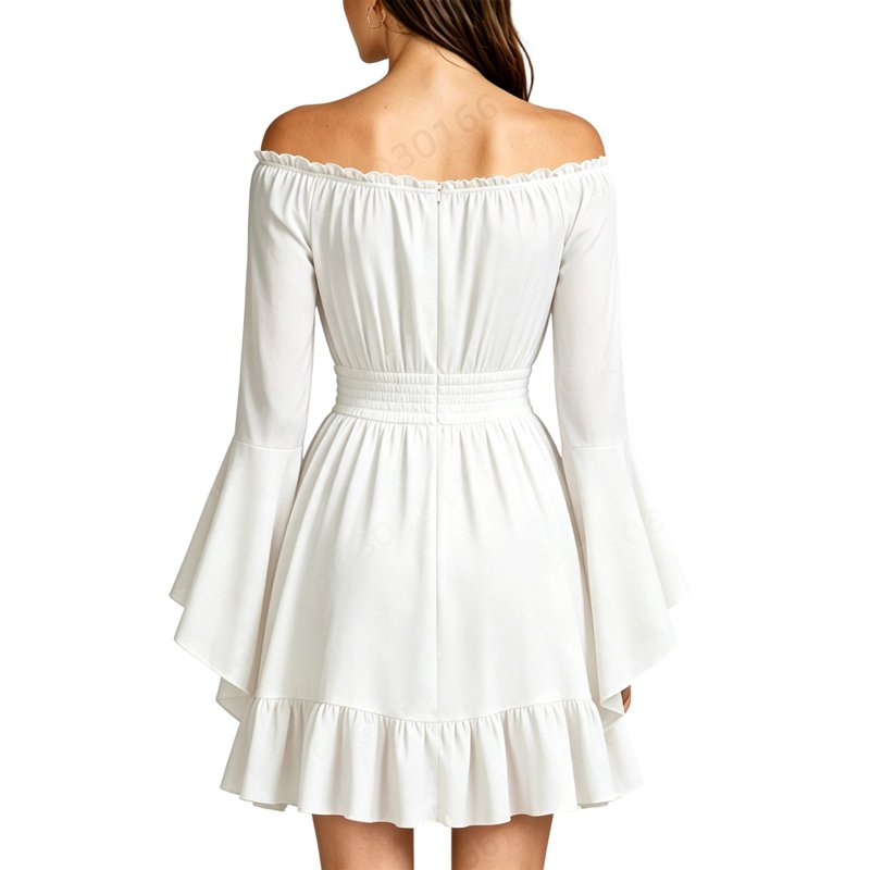 Women's Gothic Pirate Off Shoulder Mini Dress S - White Halloween Costume