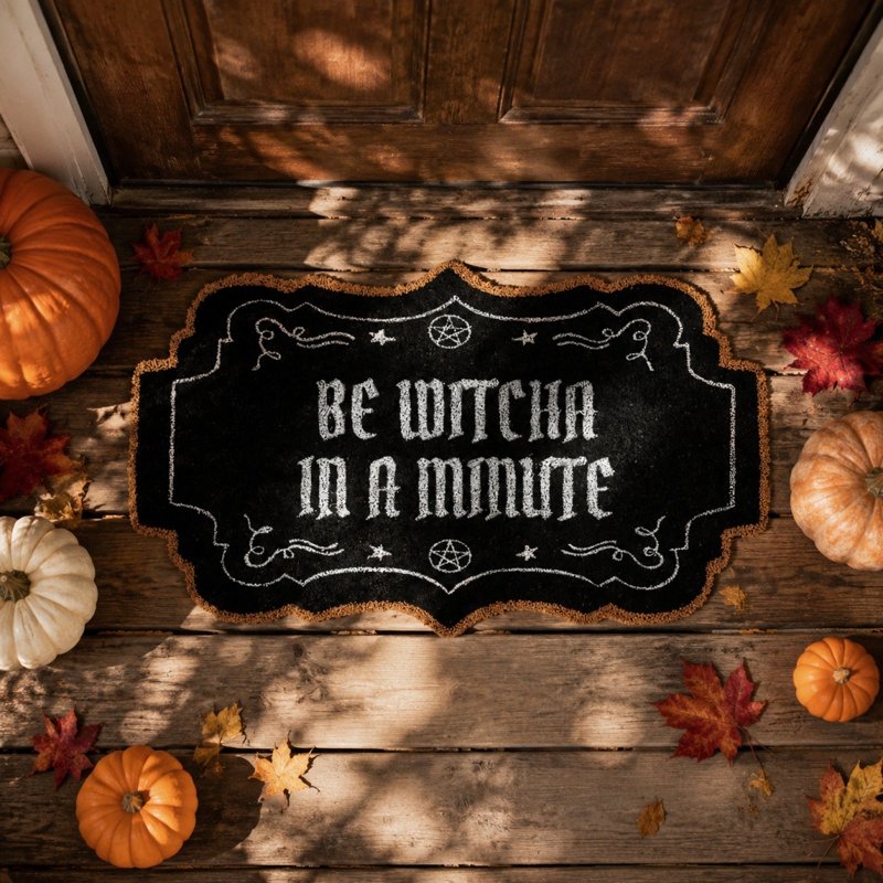 Halloween Doormat 19.7x31.4in Witch-Themed Entryway Rug - Non Slip Porch Decor C