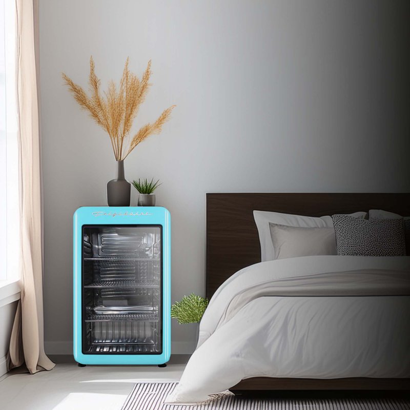 Retro Mini Fridge 3.3 Cu. ft. with Glass Door - Blue