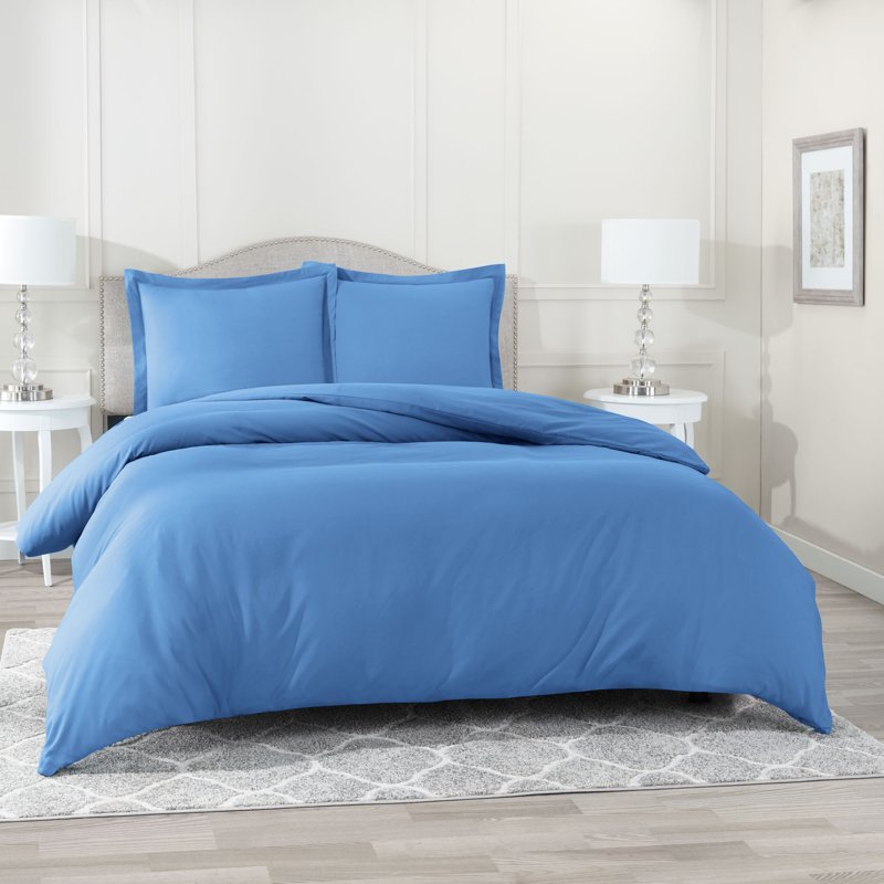 Hearth & Harbor King Blue Duvet Cover Set - Ultra Soft Microfiber Bedding