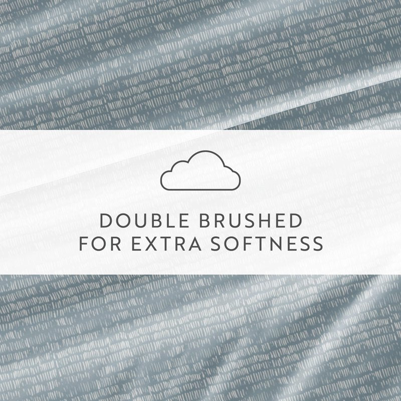 Full Microfiber Bed Sheets Set - Dashed Lines Light Blue Pattern, 4 Piece