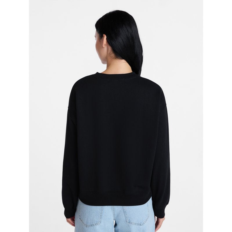 Women's Halloween Graphic Crew Pullover - Scaredy Cat Club, Black Soot XL