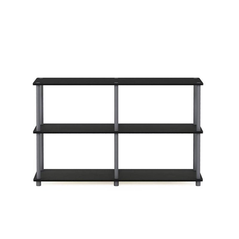 3-Tier Wood Storage Display Rack - Black/Gray - Easy Assembly