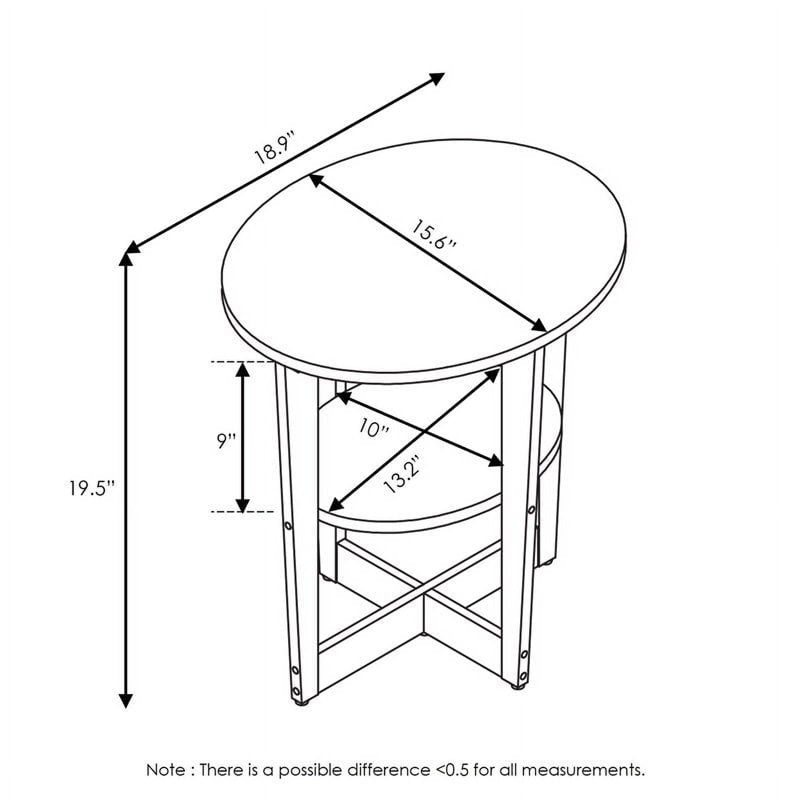 Oval End Table Set of Two - Modern Design, Columbia Walnut