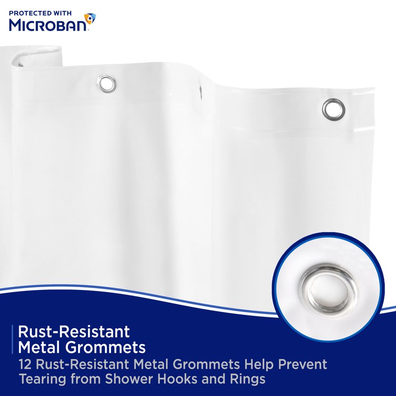 Heavyweight PEVA Shower Liner with Microban Protection - White, 70x72 Inches