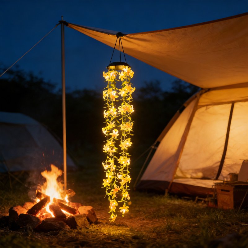 Solar Flower Wind Chime Light Outdoor Lantern Waterproof Garden Decor