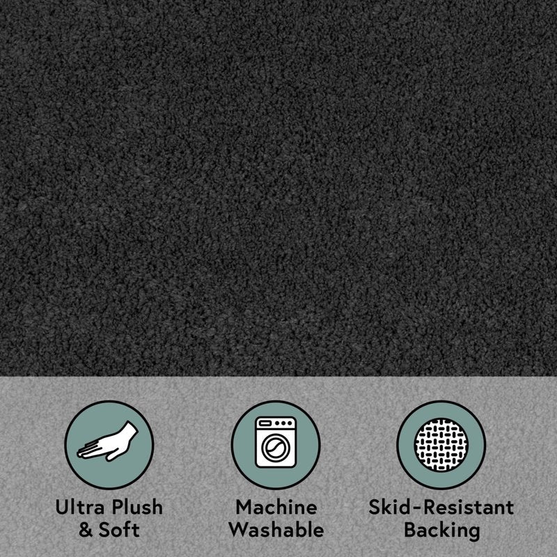 Better Homes & Gardens Ultra Soft Polyester Bath Rug 20x34 Grey Shadow - Non-Slip Bathroom Floor Mat - Machine Washable