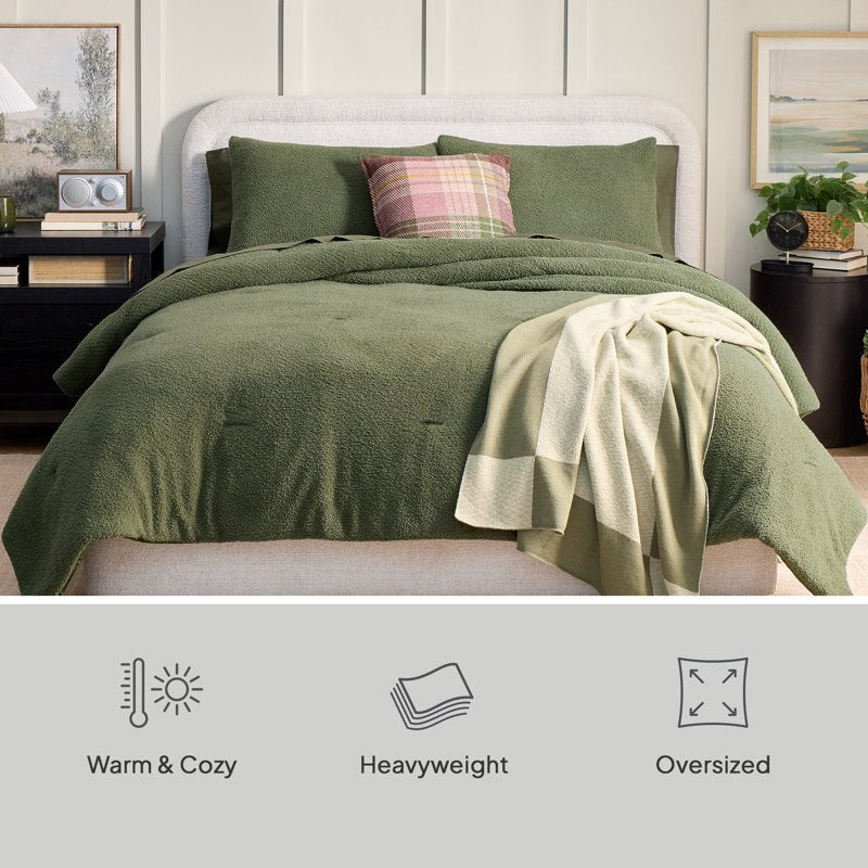 King Cozy Knit Comforter Set with Shams - Cypress Tree Pattern