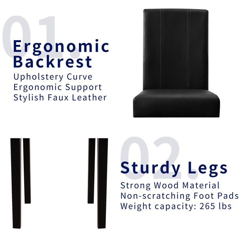 Modern Mid-Century Faux Leather Dining Chair Set of 4 - Black
