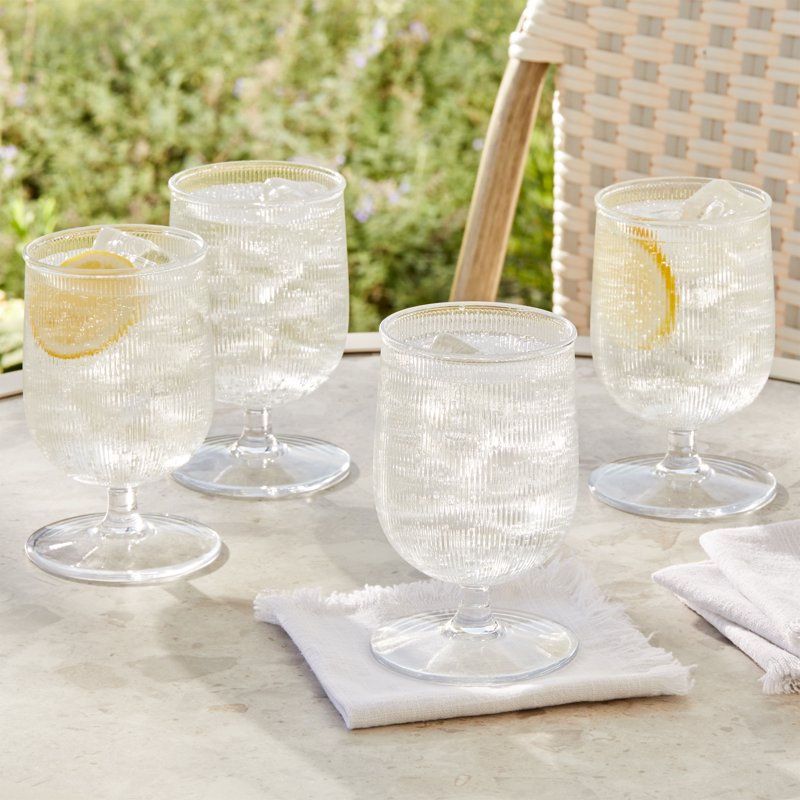 4-Piece Clear Ribbed Tritan Goblet Set - Clear