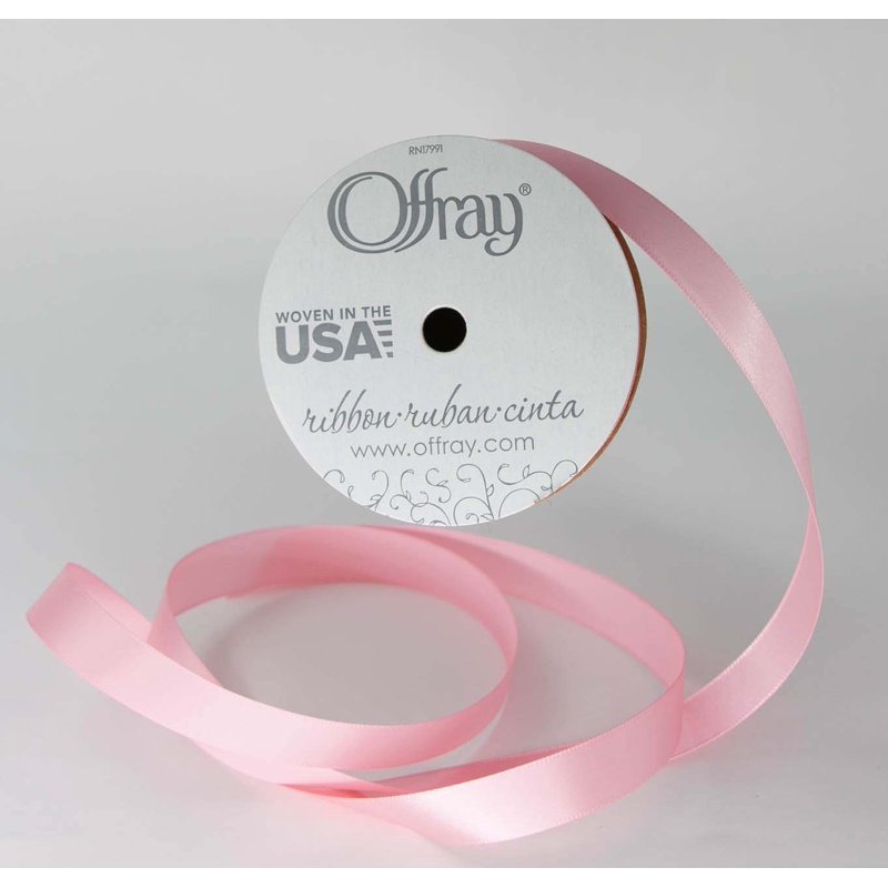 (4 Pack) Offray Pink Satin Ribbon 5/8 Inch, 18 Feet Each - Craft & Sewing Supplies