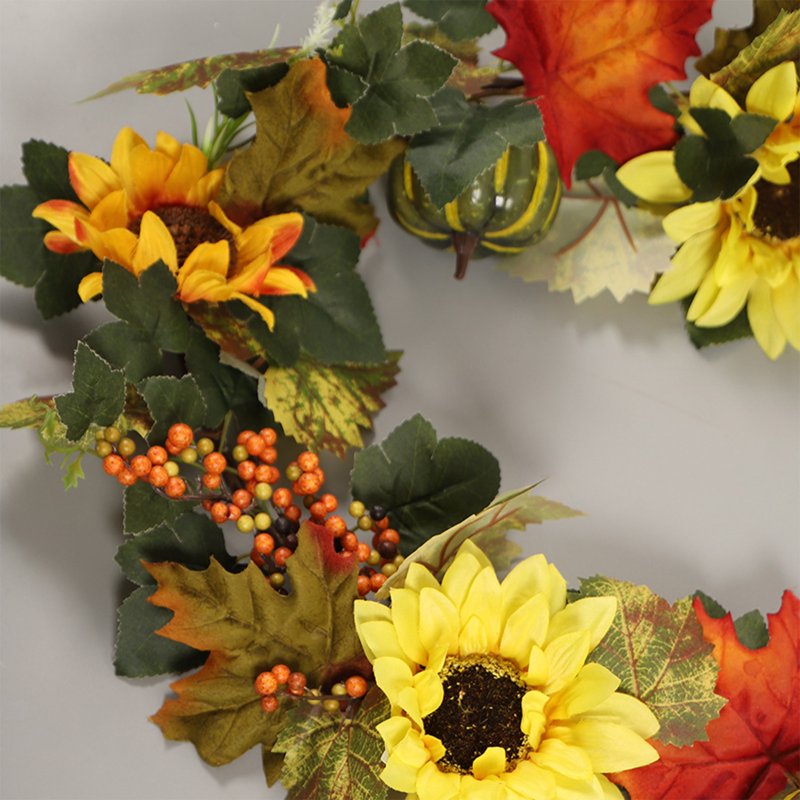Fall Sunflower Pumpkin Garland Rattan Vine Decor - 70.87in - Autumn Thanksgiving Halloween Home Decoration with Variation Rattan Garland Vines