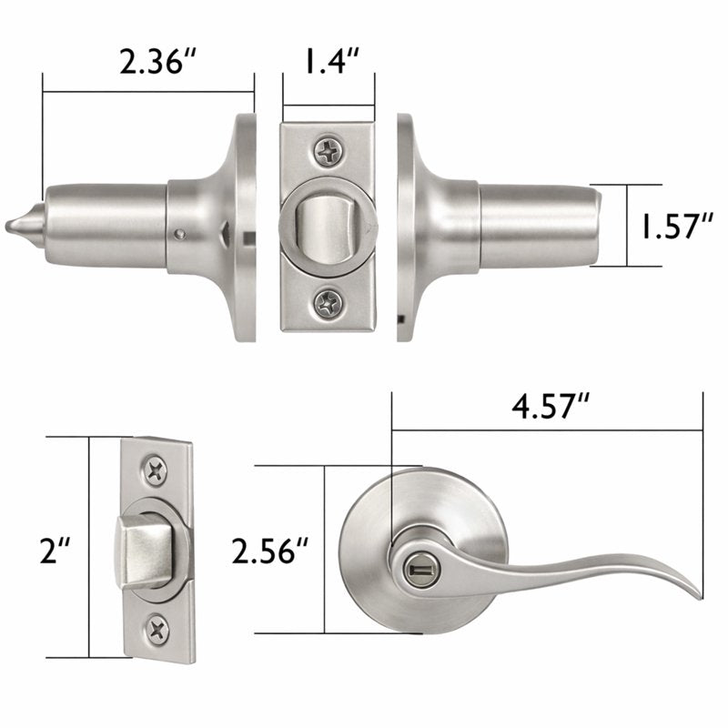 12-Pack Satin Nickel Privacy Door Levers - Interior Locking Handles