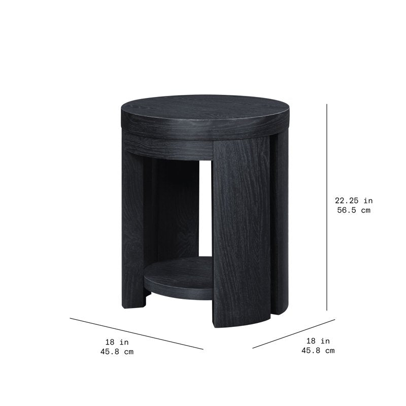 Round Side Table - Rich Black Finish, 18" Top
