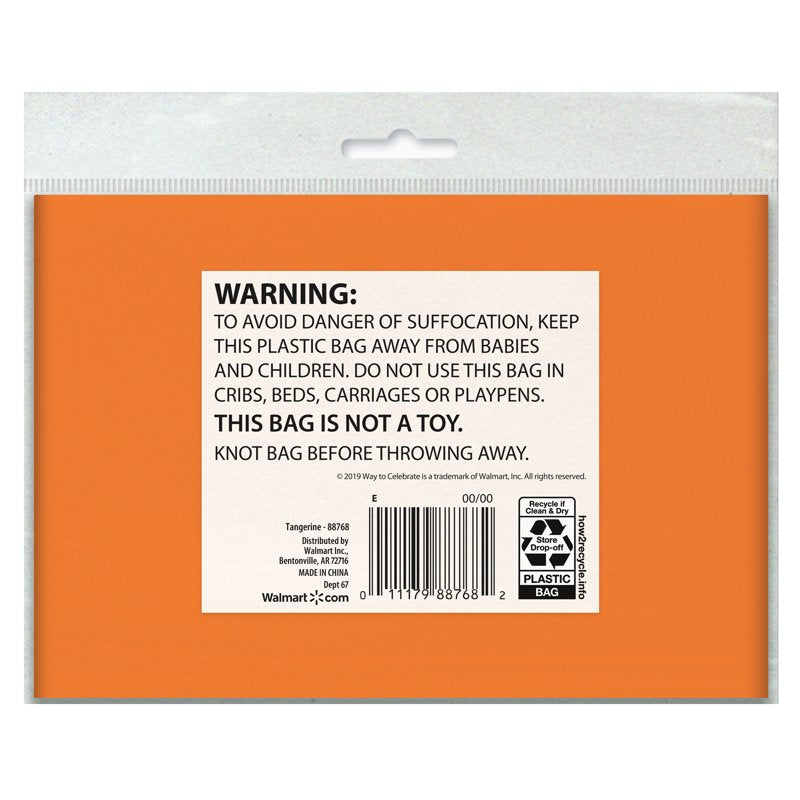 84-Inch Orange Round Plastic Table Cover - Single