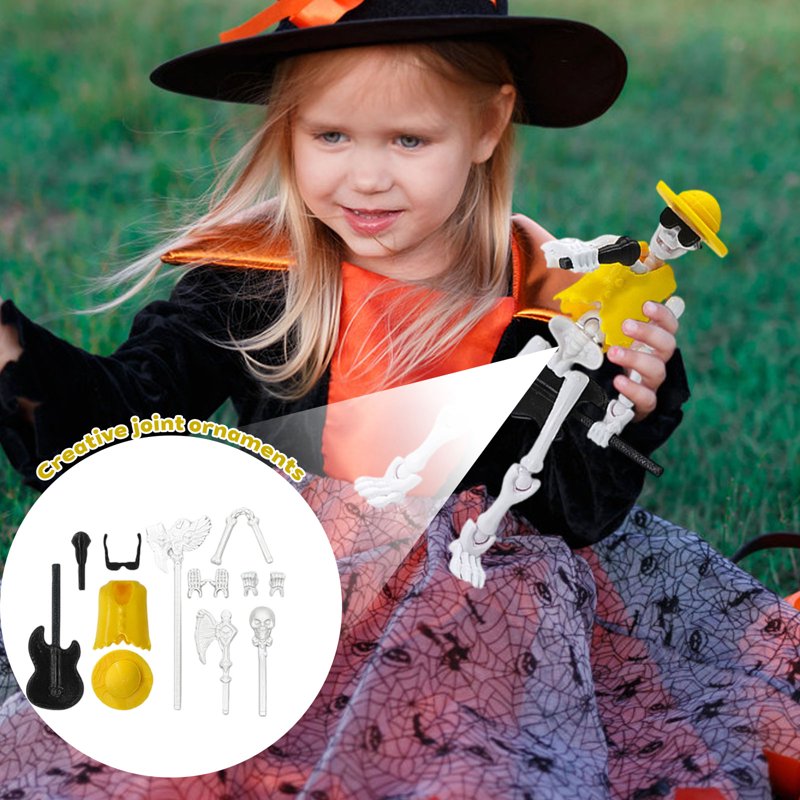 Stress Relief Skeleton Doll Toy with Weapons - Creative Desk & Backpack Decor