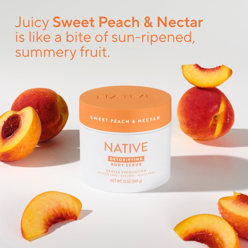 Detoxifying Body Scrub - Sweet Peach & Nectar - Gentle Exfoliation, 12 oz