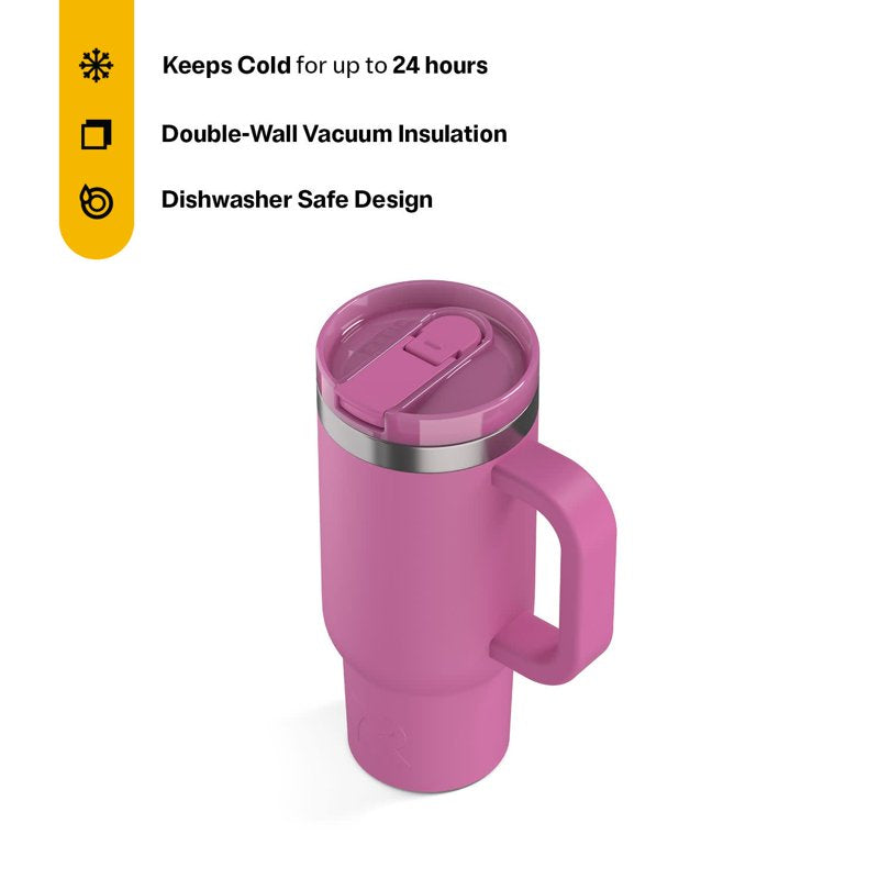 16 oz Ceramic Lined Road Trip Tumbler with Handle & Straw Lid - Orchid