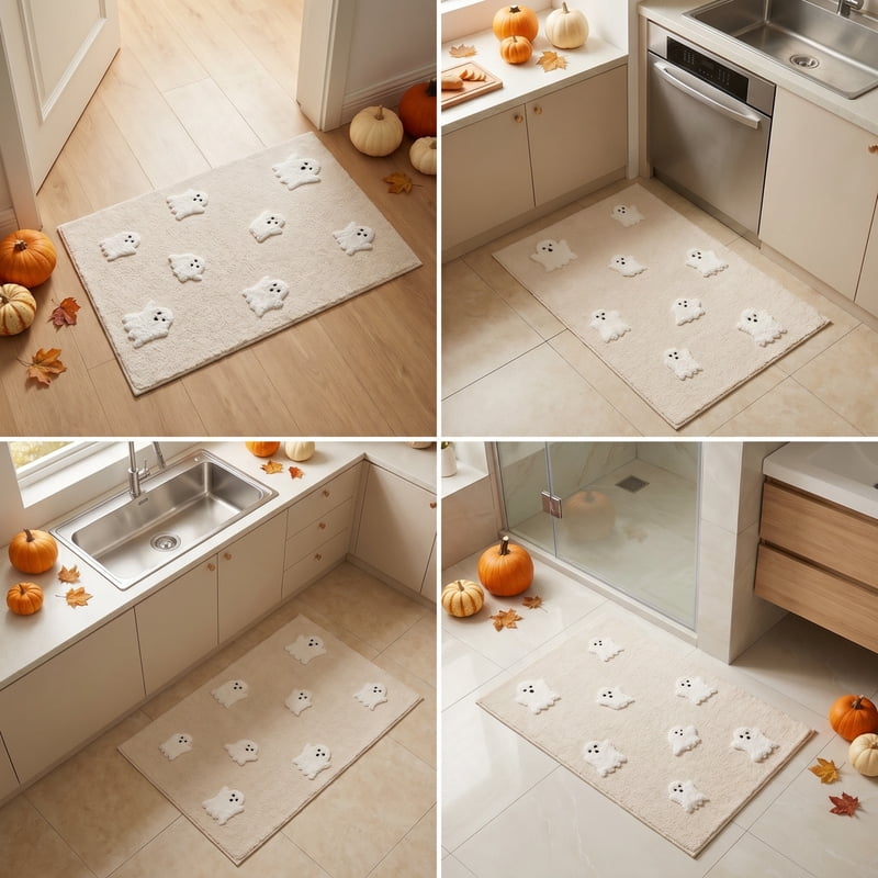 Halloween Ghost Doormat K - 15.8x23.6 Inch Non-Slip Absorbent Front Door Mat