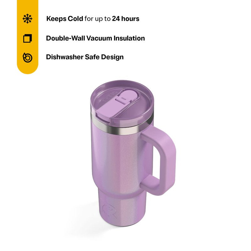 16 oz Road Trip Tumbler with Leak-Proof Straw Lid - Lavender Glitter