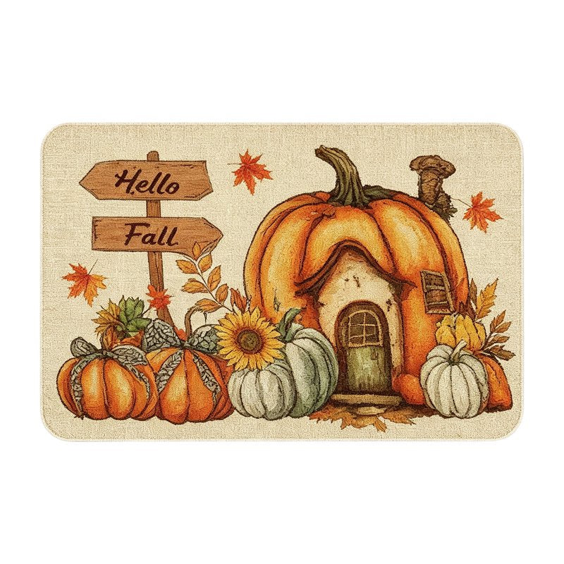 Thanksgiving Pumpkin Doormat - Non-Slip Autumn Front Door Decor - Variation T