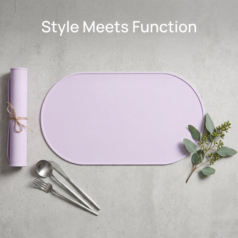 Silicone Placemats – 6 Pack for Kitchen Dining Table, Purple 21" x 11"