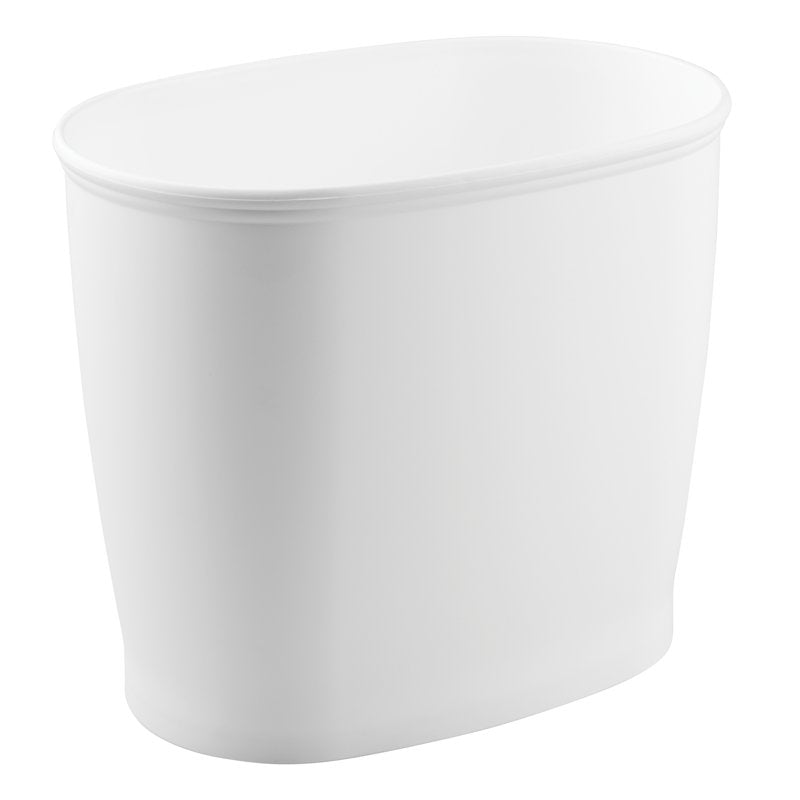 Small Oval Plastic Bathroom Trash Can - White, 12" x 8" x 10"