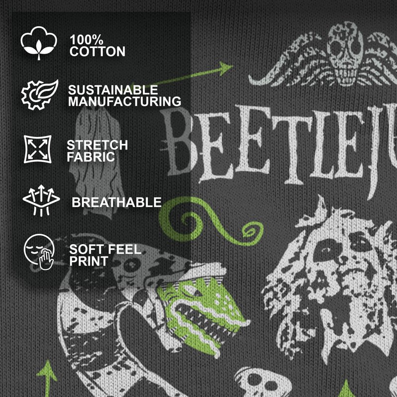 Men's Beetlejuice Sandworm and Betelgeuse Graphic T-Shirt Charcoal 2XL