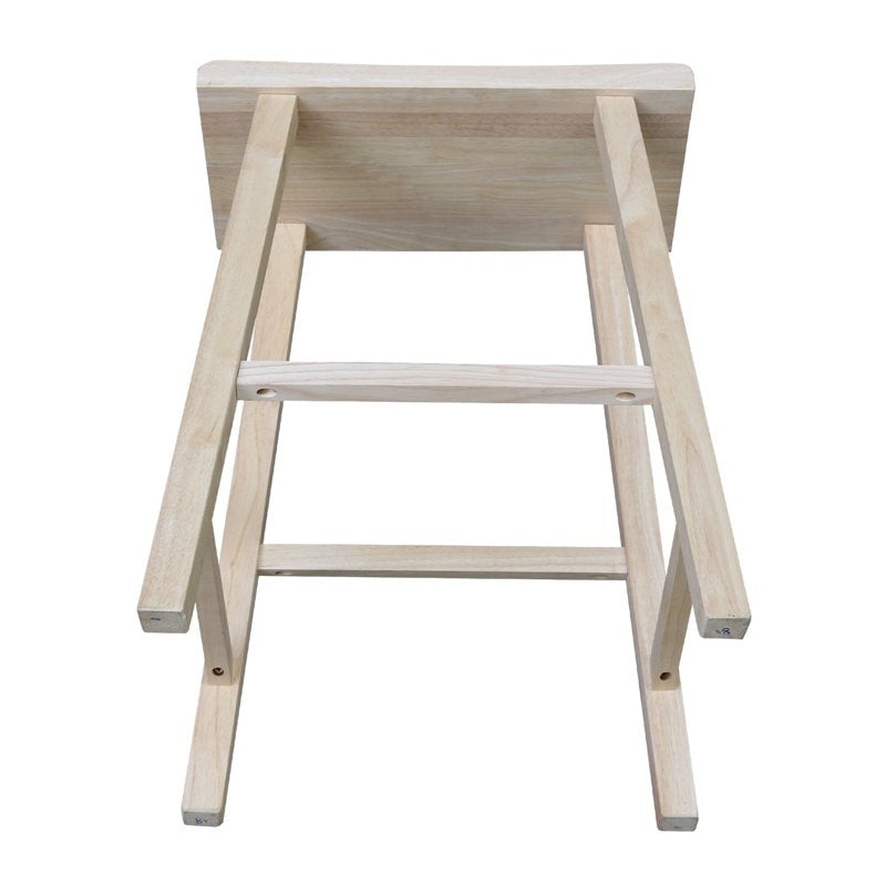 24-Inch Unfinished Wood Saddle Stool for Kitchen & Dining