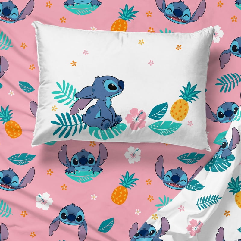 Lilo & Stitch Kids Pink Bed Sheet Set - Twin 3-Piece Hawaiian Bedding