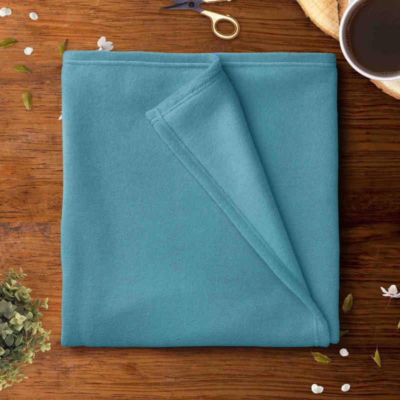 Turquoise Fleece Fabric - 1.5 Yards, 58 Inches, Anti-Pill Plush Material, Precut - Single