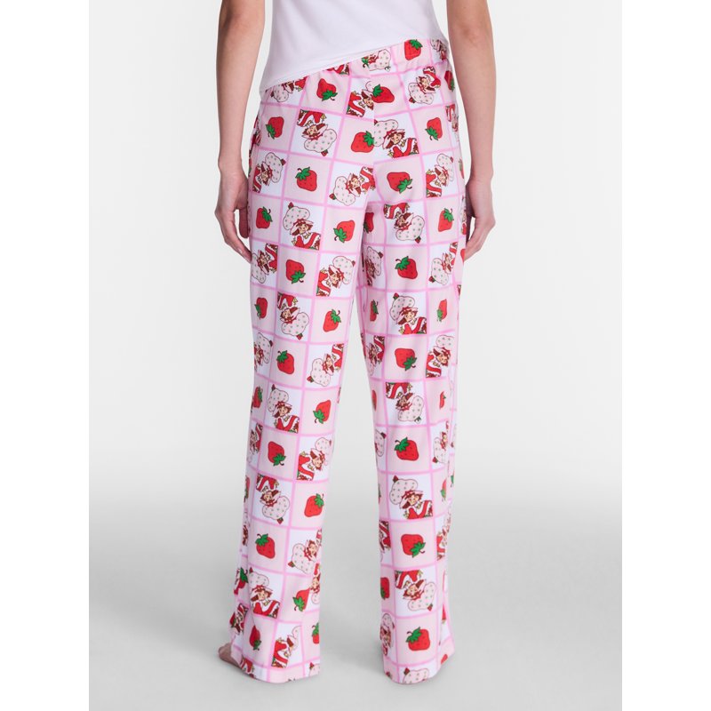 Women’s Wide Leg Velour Sleep Pants - Strawberry Shortcake Pink M Variation