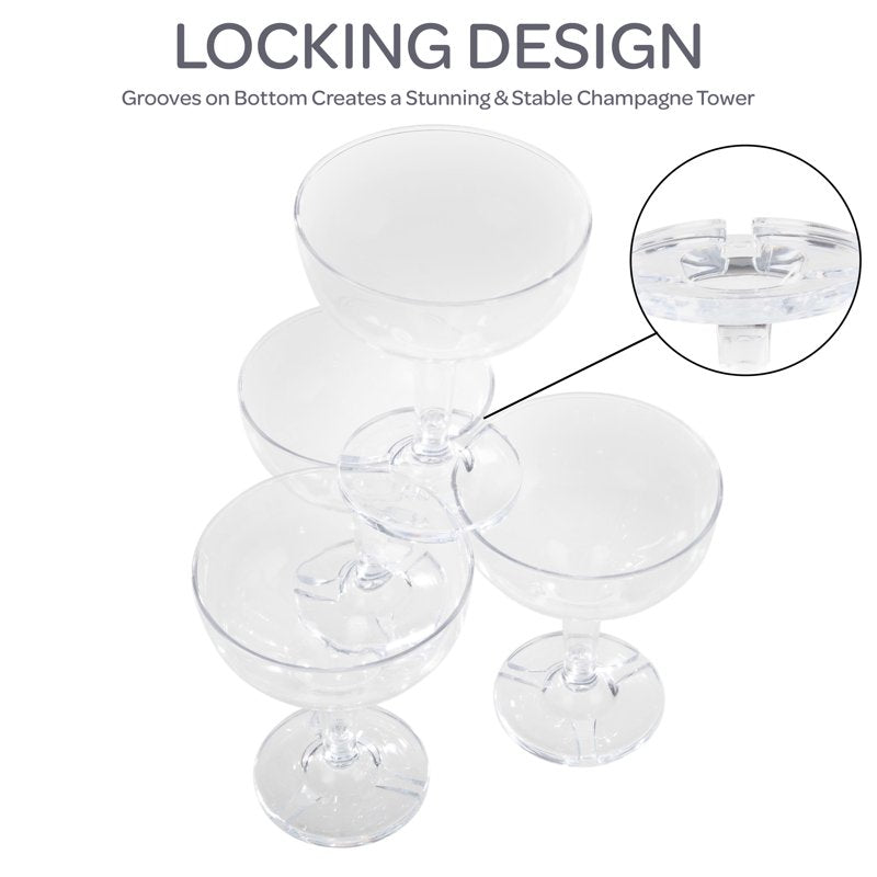 100-Pack 5oz Reusable Plastic Champagne Glasses - Shatterproof