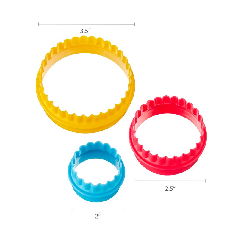 Double-Sided Round Plastic Cookie Cutter Set - 5 Pieces