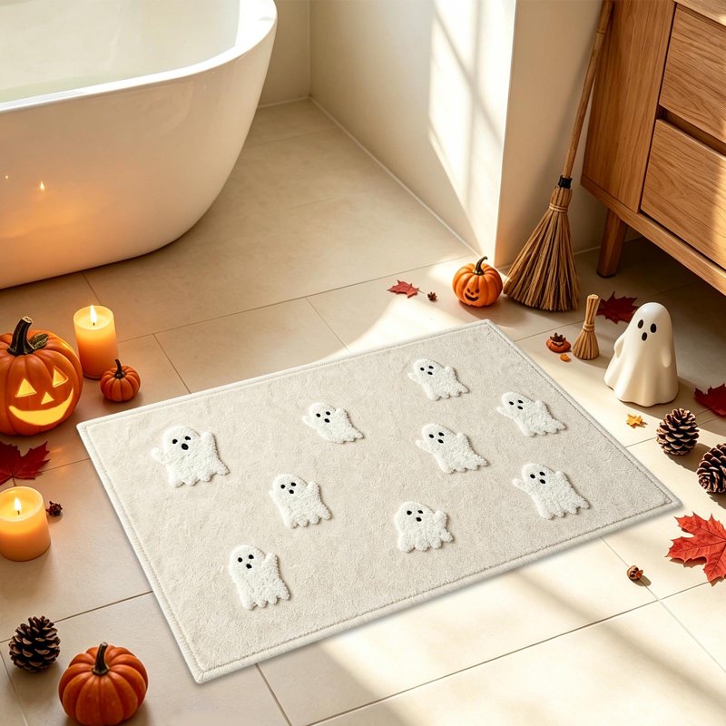 Halloween Ghost Doormat 15.75x23.62in - Pumpkin Ghost Flat Style - Indoor Outdoor Welcome Mat - Quirky Fall Decor