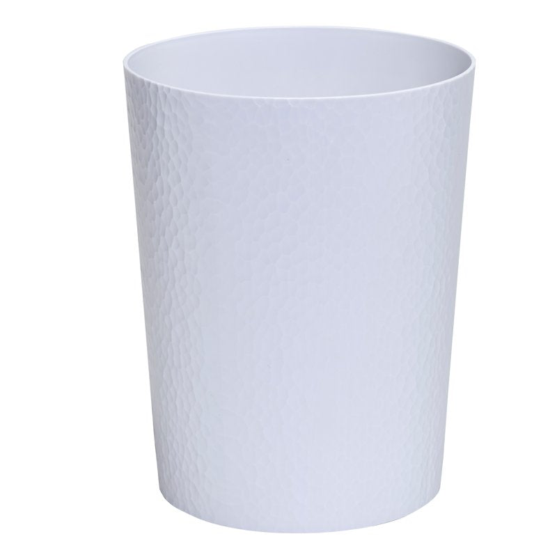 Compact Hammered Plastic Bathroom Trash Can - 2.6 Gal, White