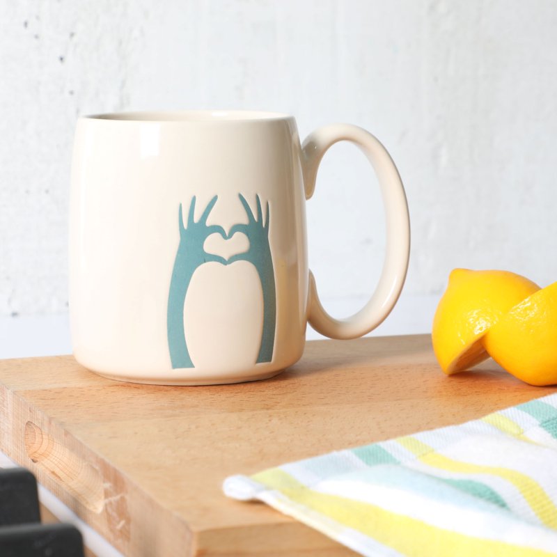 Ceramic Heart Hands Mug - Dishwasher & Microwave Safe