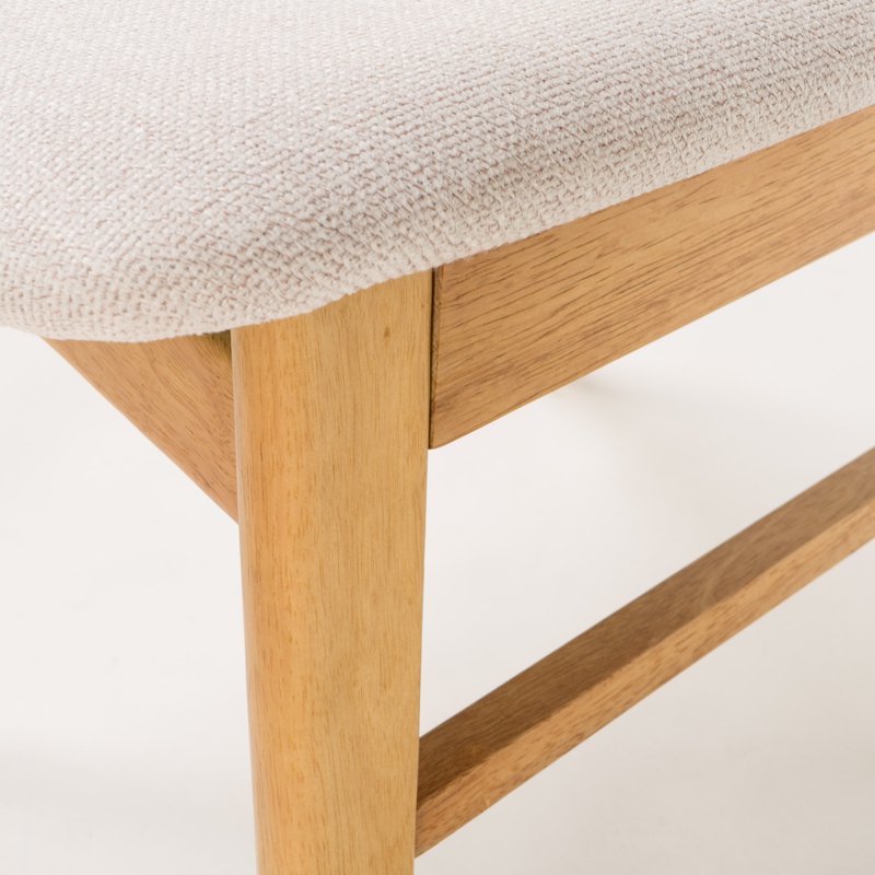 Set of 2 Light Beige Fabric Dining Chairs with Natural Oak Legs