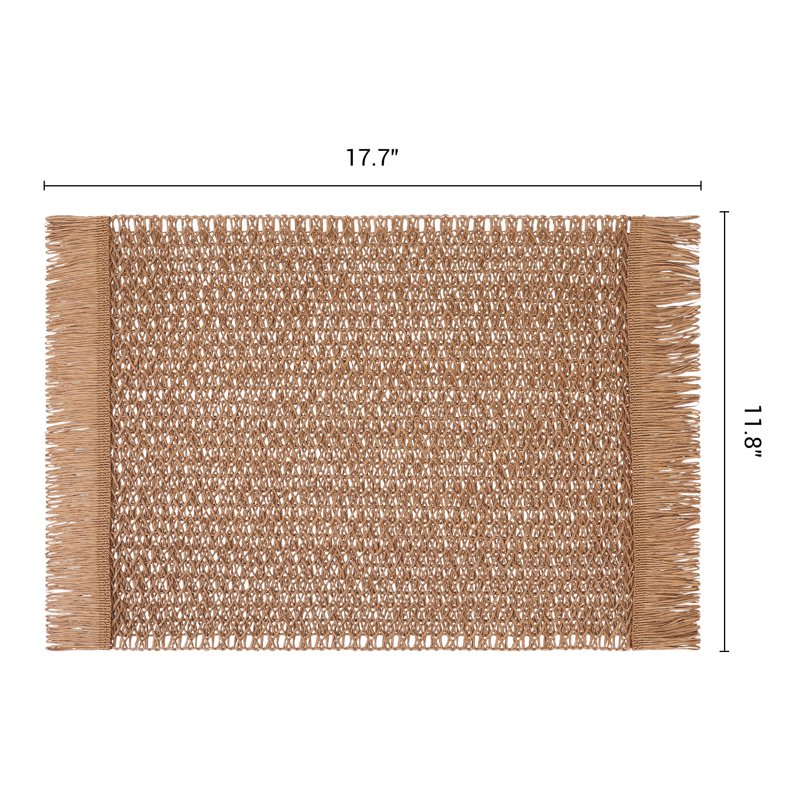 Farmhouse Placemats Set of 6 Woven Table Mats - Coffee