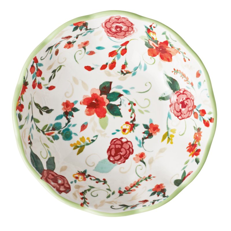 4-Piece Ceramic Pasta Bowl Set - Painted Meadow Green