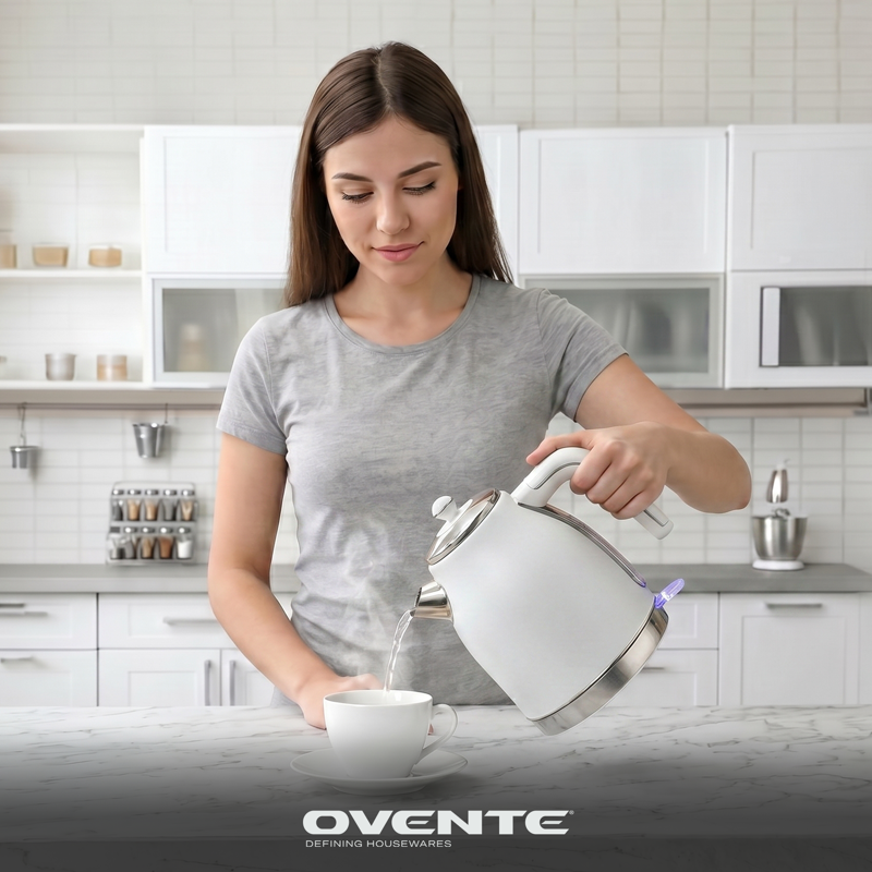 1.7L Stainless Steel Electric Kettle - 1500W Power, White