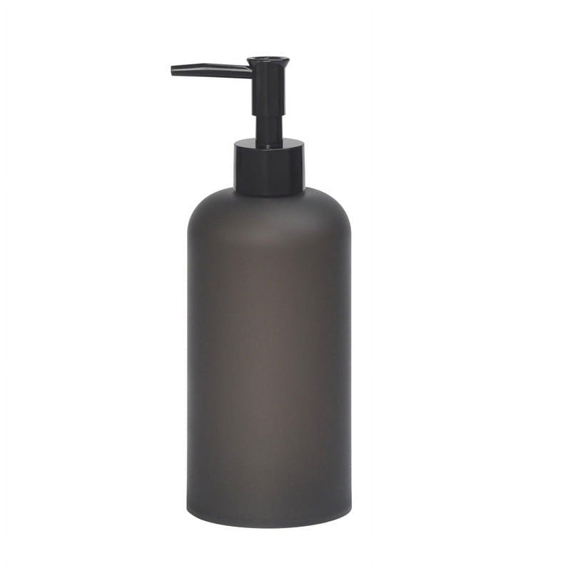 4 Pack Frosted Black Soap Dispensers - Plastic Bathroom & Kitchen Pump
