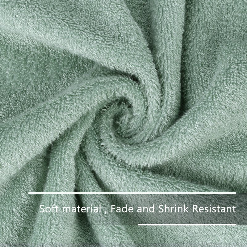 Green Cotton Blend Bath Towel Set of 2 - Soft, Absorbent, Quick-Dry 27x54