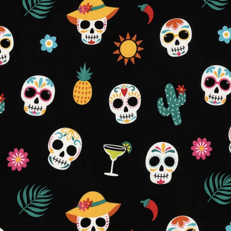 Fiesta Skulls Oversized Plush Throw Blanket - Halloween Themed Cozy Decor