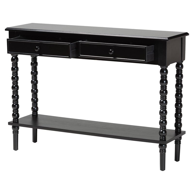 Classic Console Table with 2 Drawers - Black