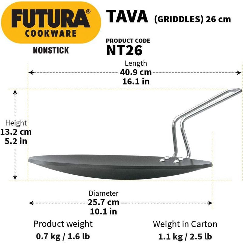 10-Inch Non-Stick Griddle Tawa with Steel Handle