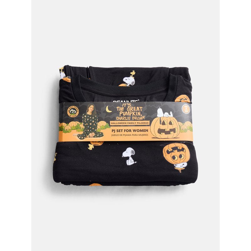 Women’s Snoopy Halloween Pajama Set - Long Sleeve Top & Pants, Size M, Matching Family Sleepwear