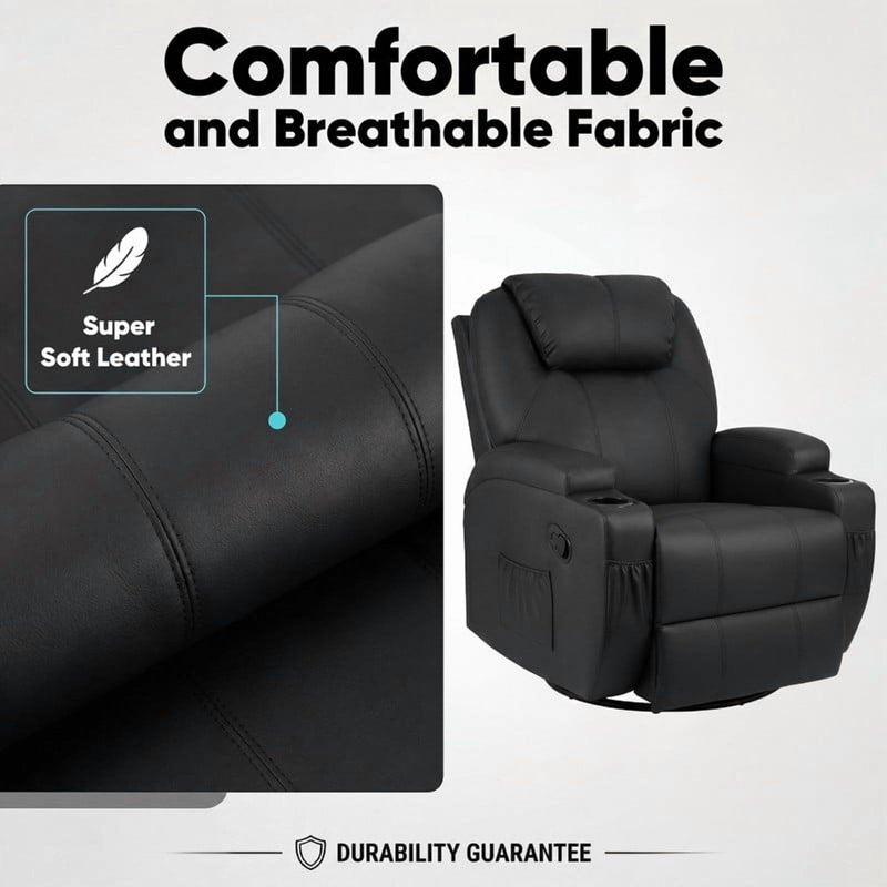 Swivel Rocker Recliner Chair with Massage - Multiple Colors